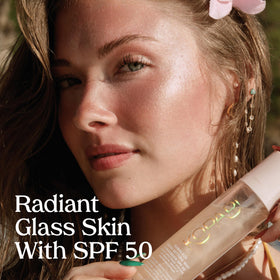 Kopari Sunglaze fine mist spraying over skin for even protection benefit