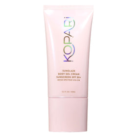 Kopari sunglaze front packaging showing SPF 50+ protection and glow