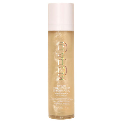 Kopari Sunglaze front packaging showing SPF 50 and dewy finish benefit