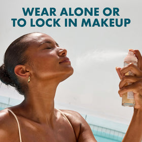 Kopari Sunglaze used over finished makeup for long-lasting set and protection