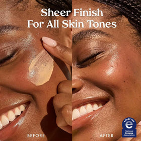 Kopari sunscreen blended on skin showing no white cast benefit