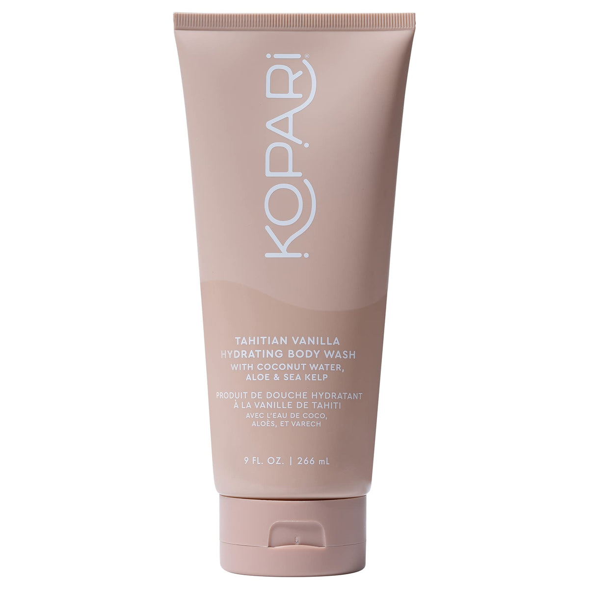 Kopari front bottle showing label and vanilla coconut scent benefits
