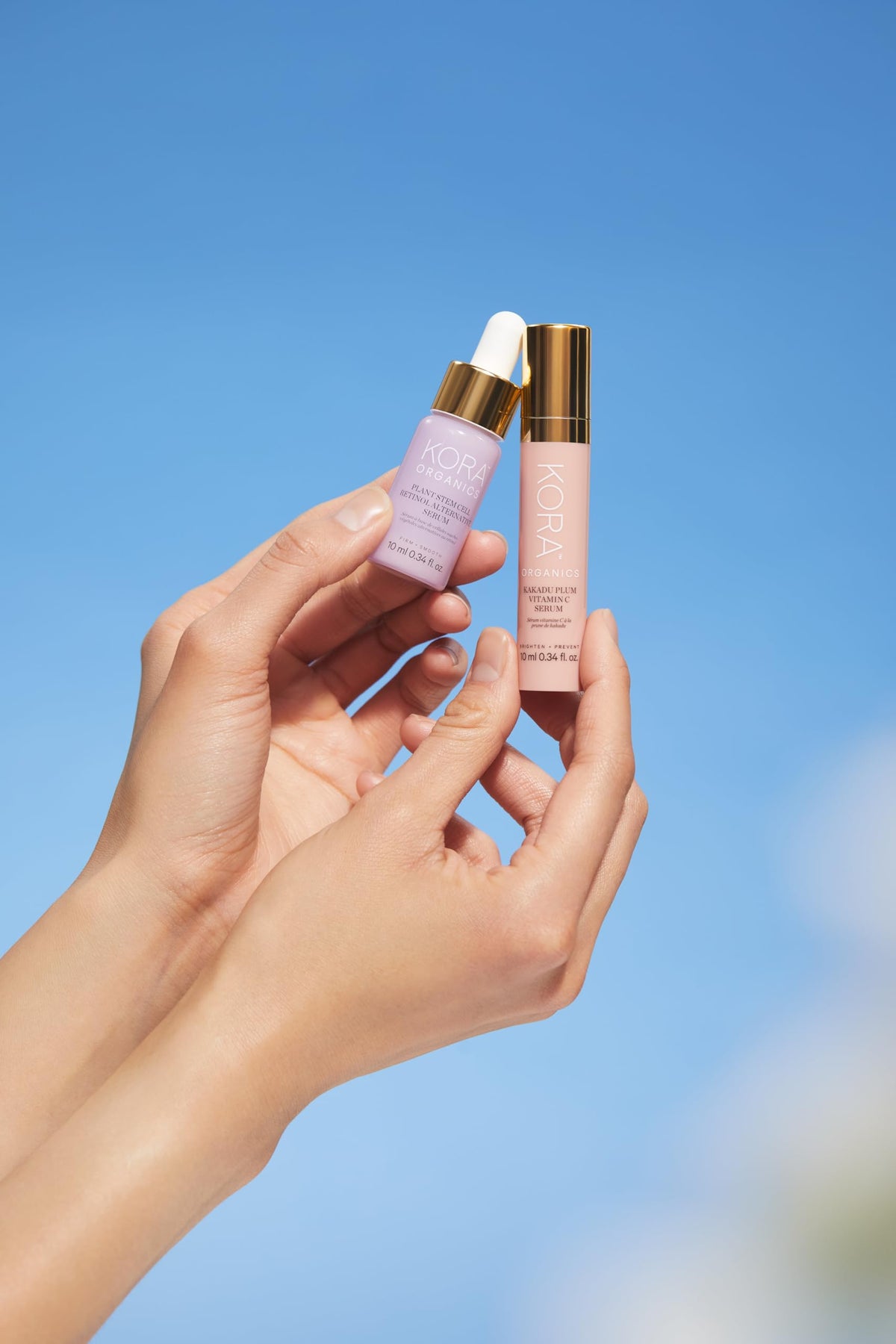 KORA Organics serum applied on skin demonstrating smooth finish