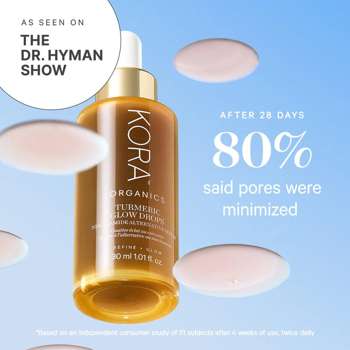 KORA Organics bottle label detail displaying ingredients and organic certification benefit