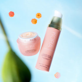 KORA Organics application with ring finger demonstrating gentle depuffing