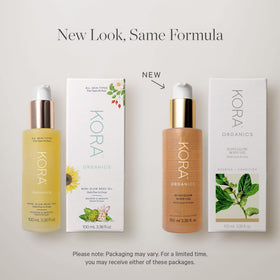 KORA Organics oil texture close-up showing lightweight, non-greasy finish