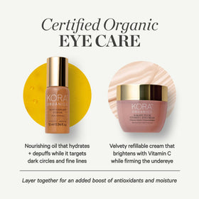 KORA Organics under eye oil texture drop illustrating lightweight, nourishing emollient