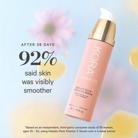 KORA Organics applying serum on hand to show smooth absorption benefit