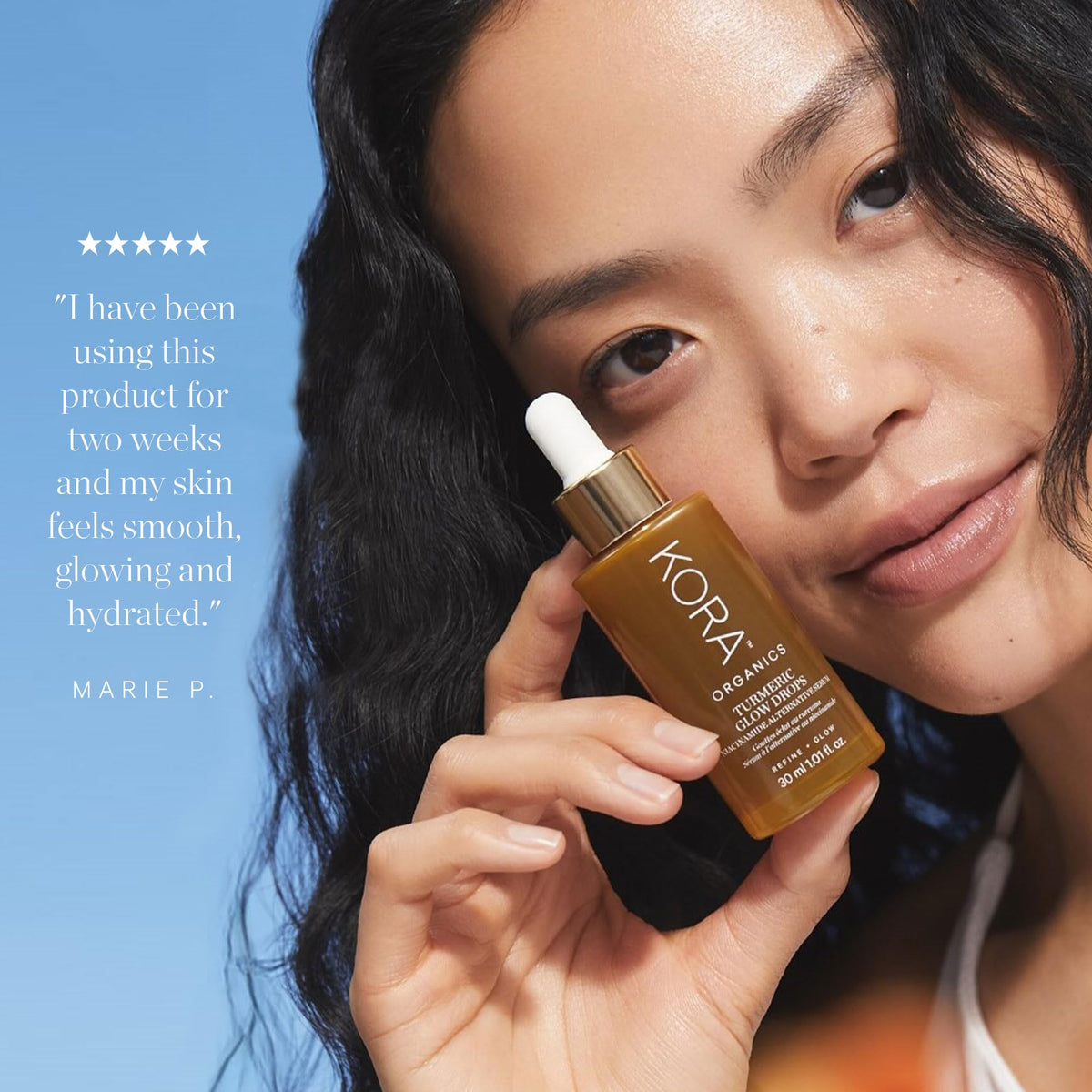 KORA Organics forehead before-and-after visual illustrating improved texture benefit