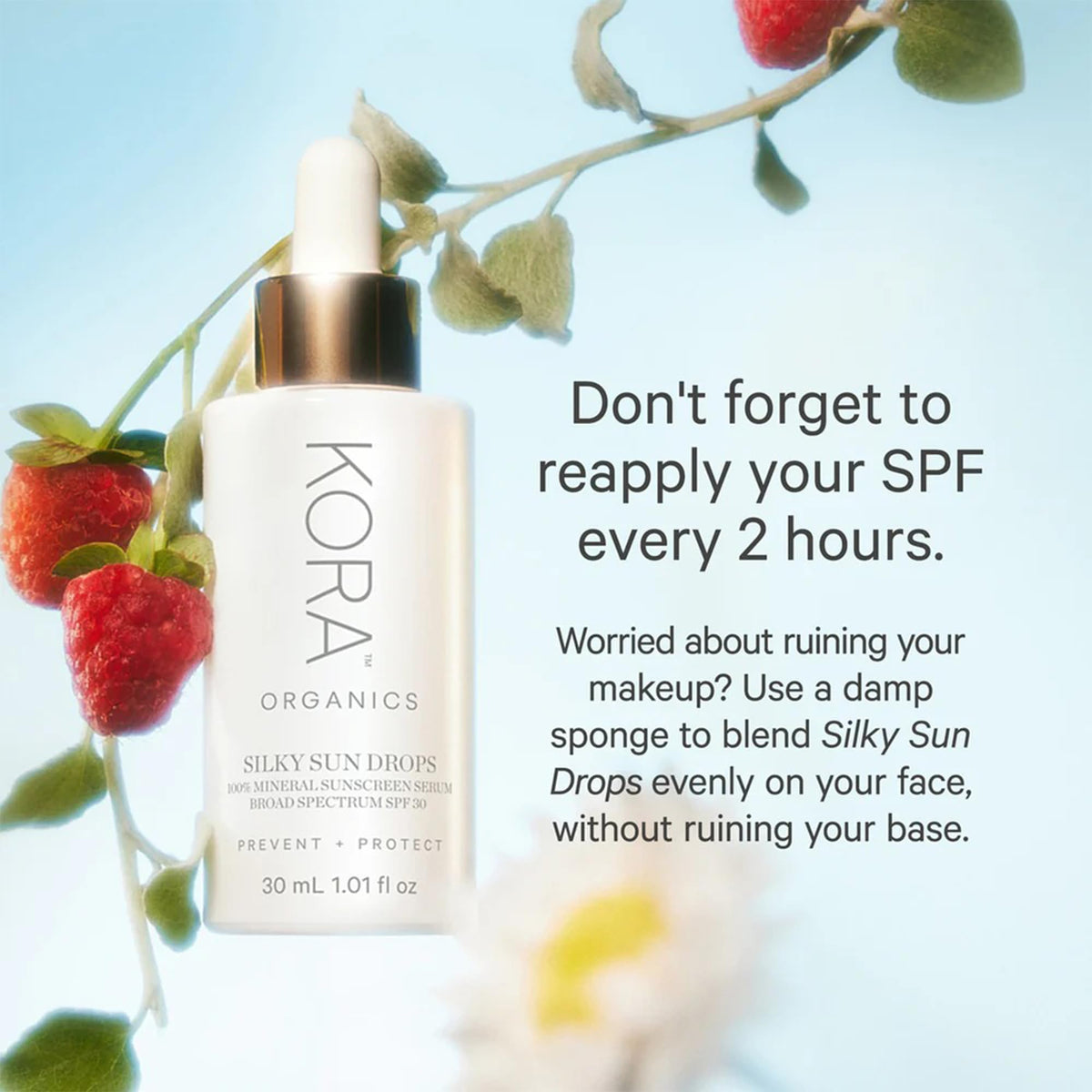 KORA Organics on model outdoors illustrating broad-spectrum protection use
