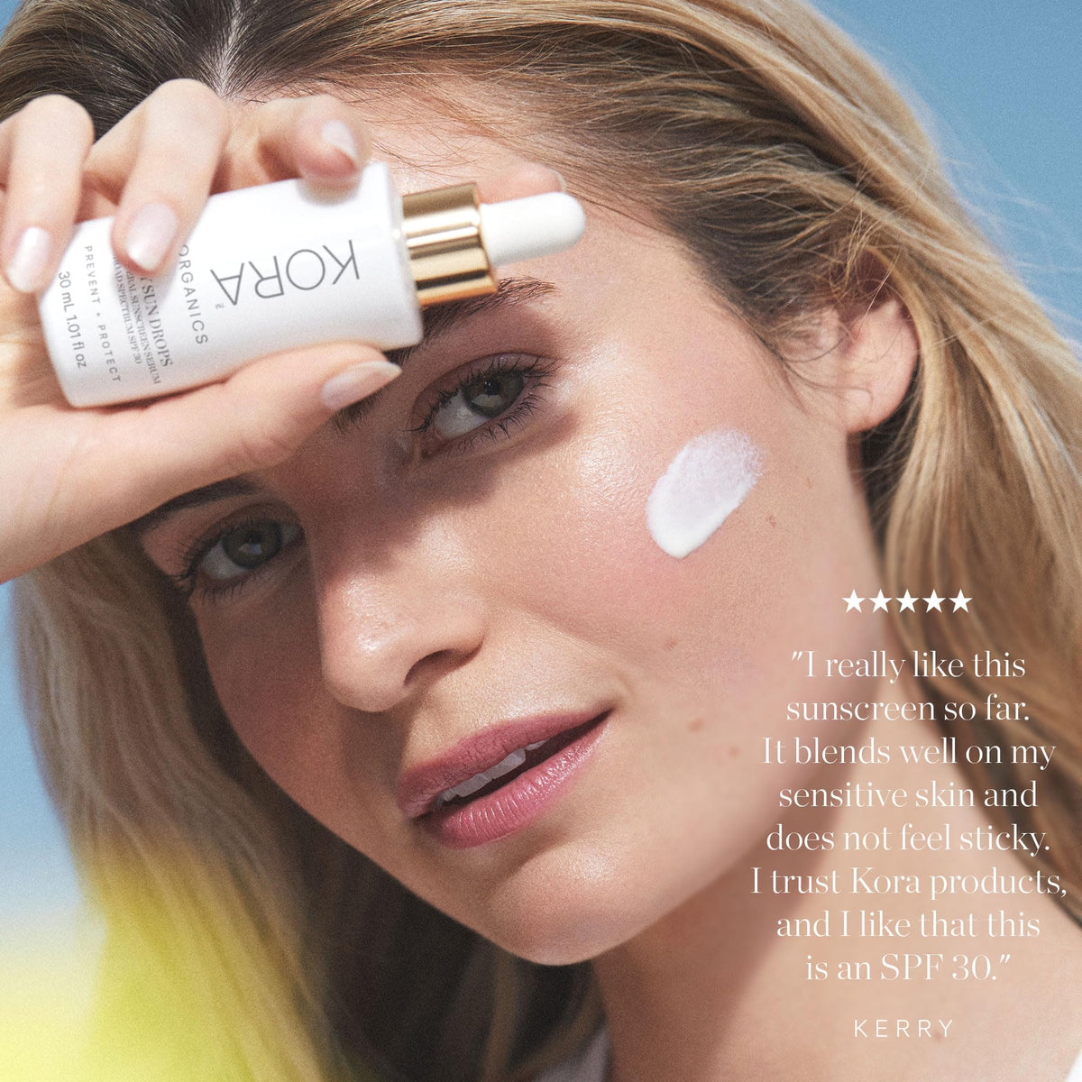 KORA Organics bottle in a travel bag indicating on-the-go sun protection