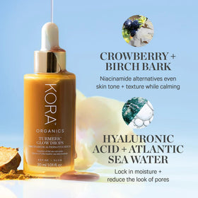 KORA Organics bottle beside coin to show 0.34 fl oz scale and travel-friendly benefit