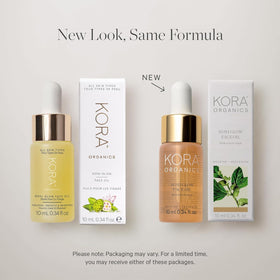 KORA Organics small bottle tucked in travel bag for on-the-go hydration