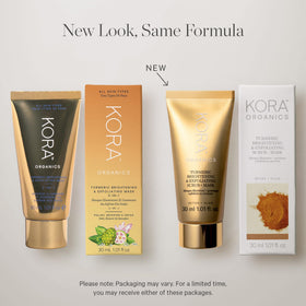KORA Organics award badge next to tube signaling recognized beauty performance