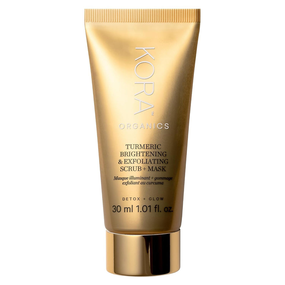 KORA Organics front packaging showing travel-size mask and branding benefits