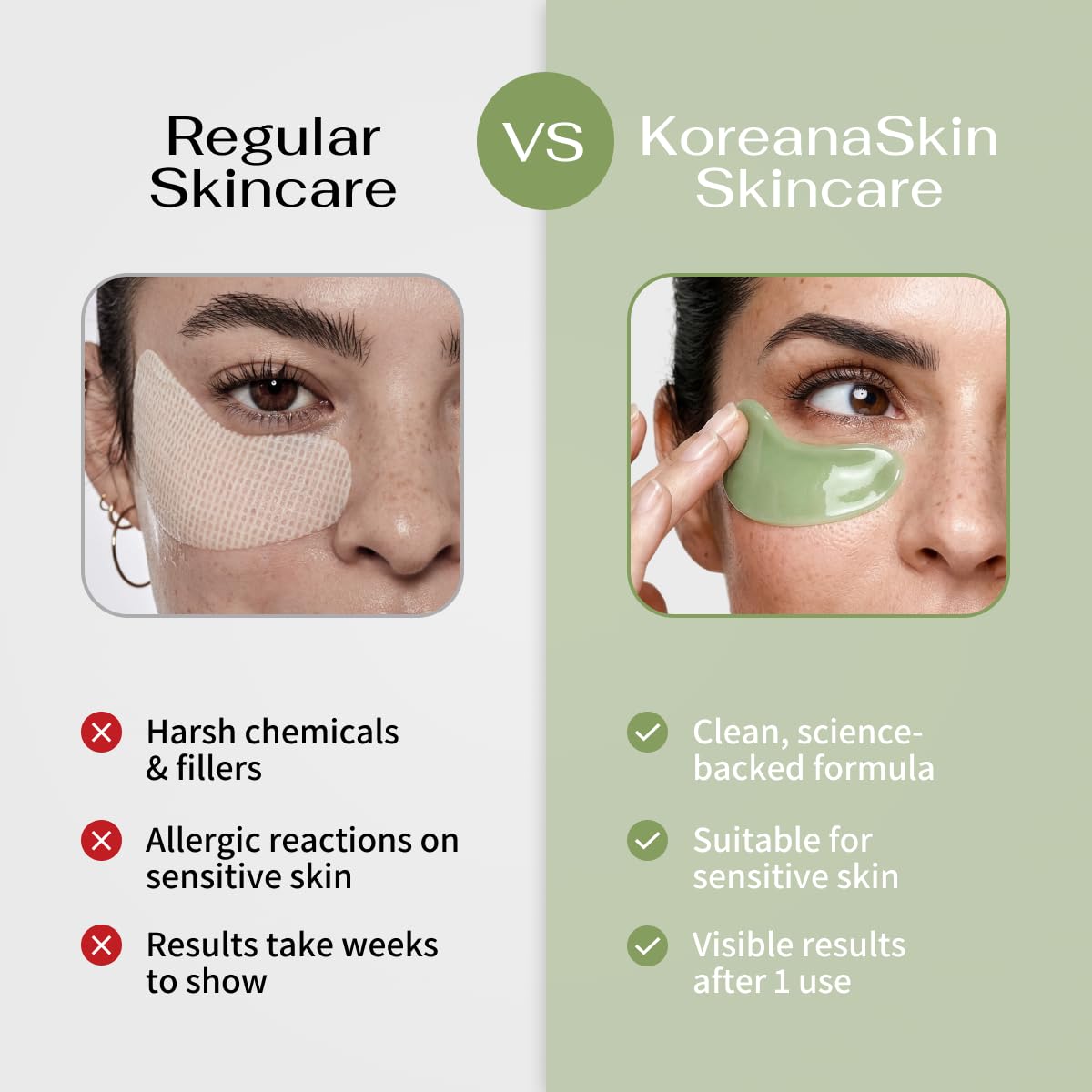 Koreana Skin patch applied under eye demonstrating cooling effect