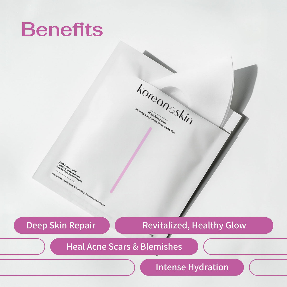 Koreana Skin single sealed pouch beside opened mask for easy use