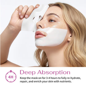 Koreana Skin mask on woman demonstrating application and instant glow