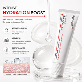 KORIDERM hand applying cream to face demonstrating smooth application benefit
