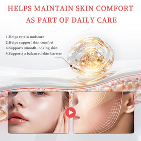 KORIDERM cream being dispensed to fingertips showing fast absorption benefit