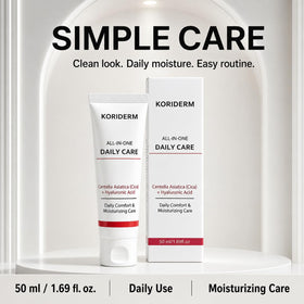 KORIDERM application on cheek showing quick absorption and non-greasy finish