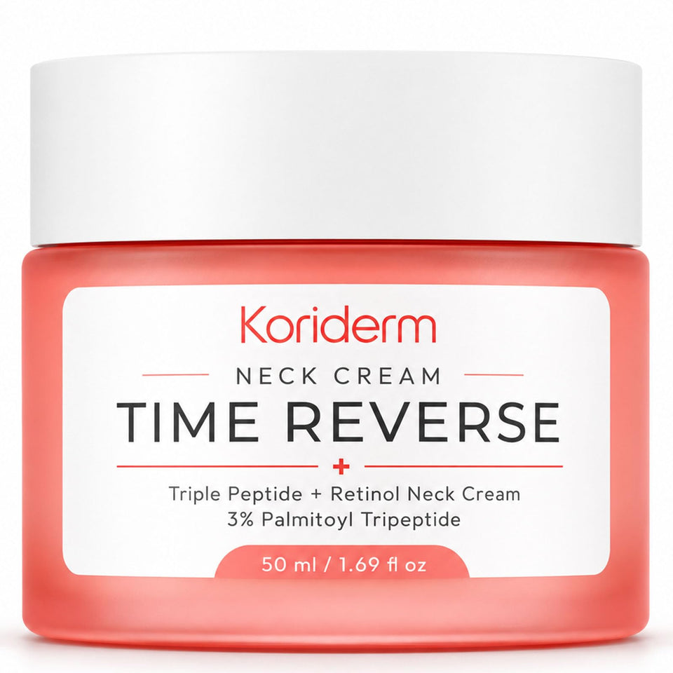 KORIDERM front jar view showing product and branding for targeted neck care
