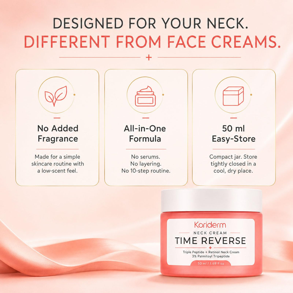 KORIDERM next to hand to show 50 ml size and travel-friendly benefit