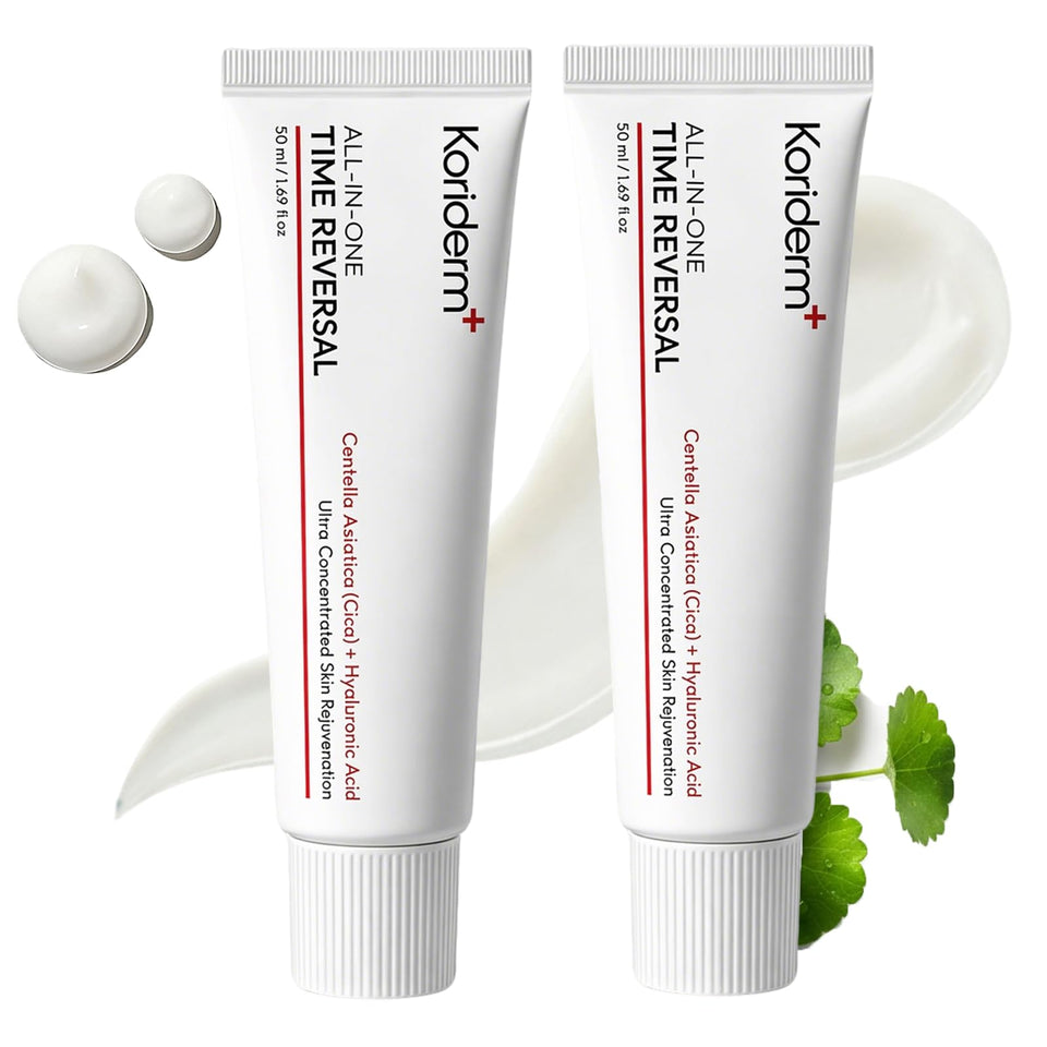 Koriderm Time Reverse Cream front view showing dual jars and packaging benefits
