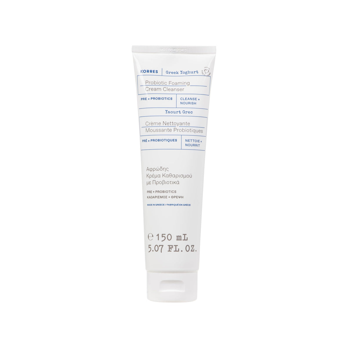 KORRES front packaging showing cleanser and hydration benefit