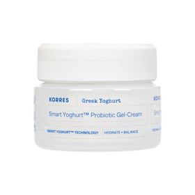 KORRES front packaging of Greek Yoghurt gel-cream, clear product identity and benefit