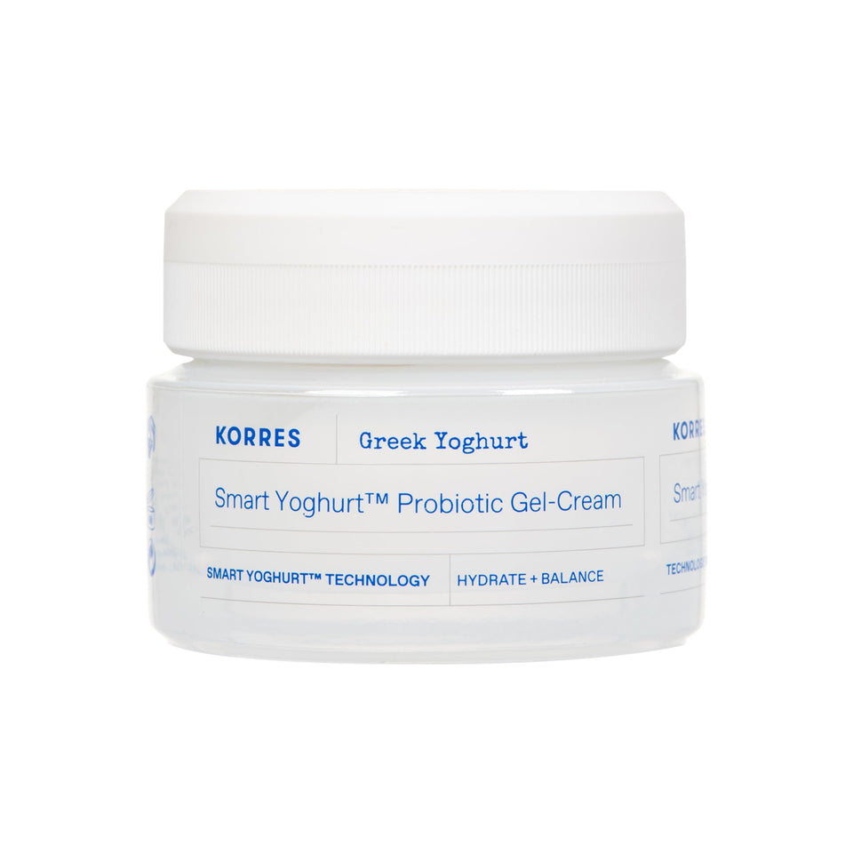 KORRES front packaging of Greek Yoghurt gel-cream, clear product identity and benefit