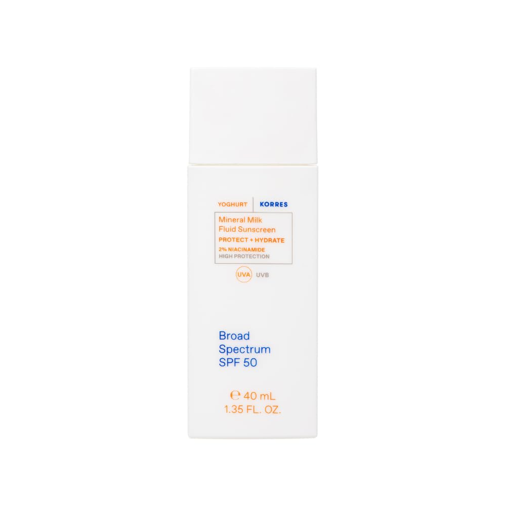 KORRES front packaging showing travel-size sunscreen and SPF benefit