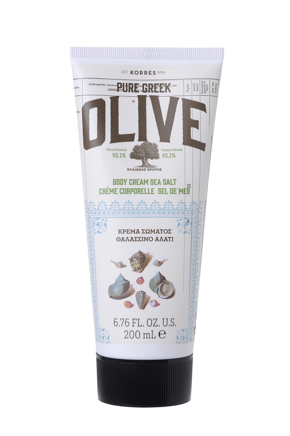KORRES lotion on bathroom shelf in lifestyle scene, conveying daily routine and freshness