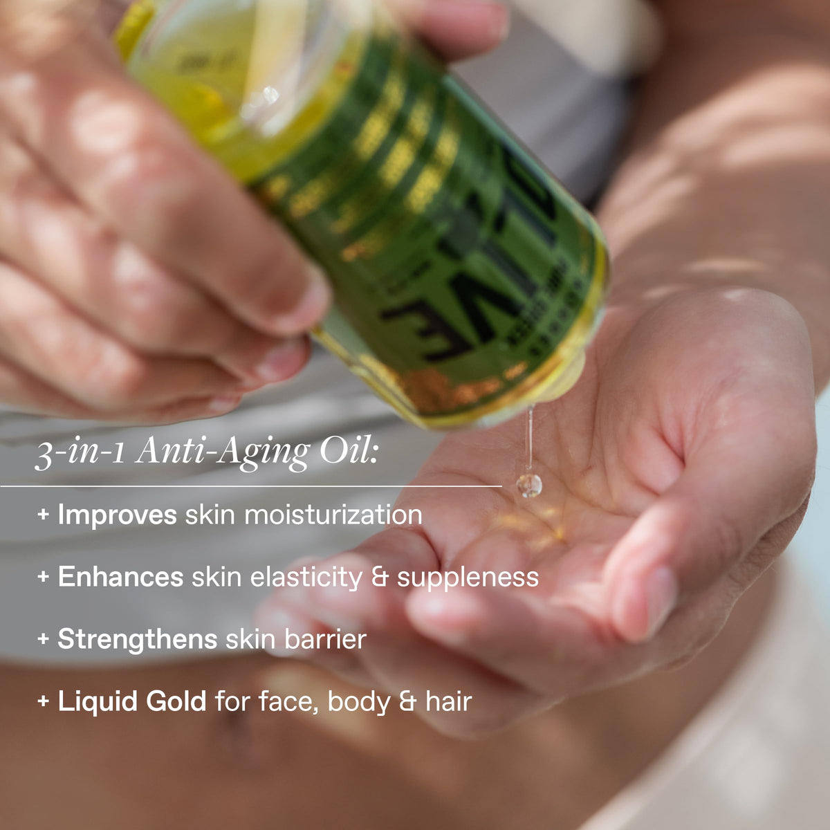 KORRES label closeup highlighting cold‑pressed olive oil ingredient benefits