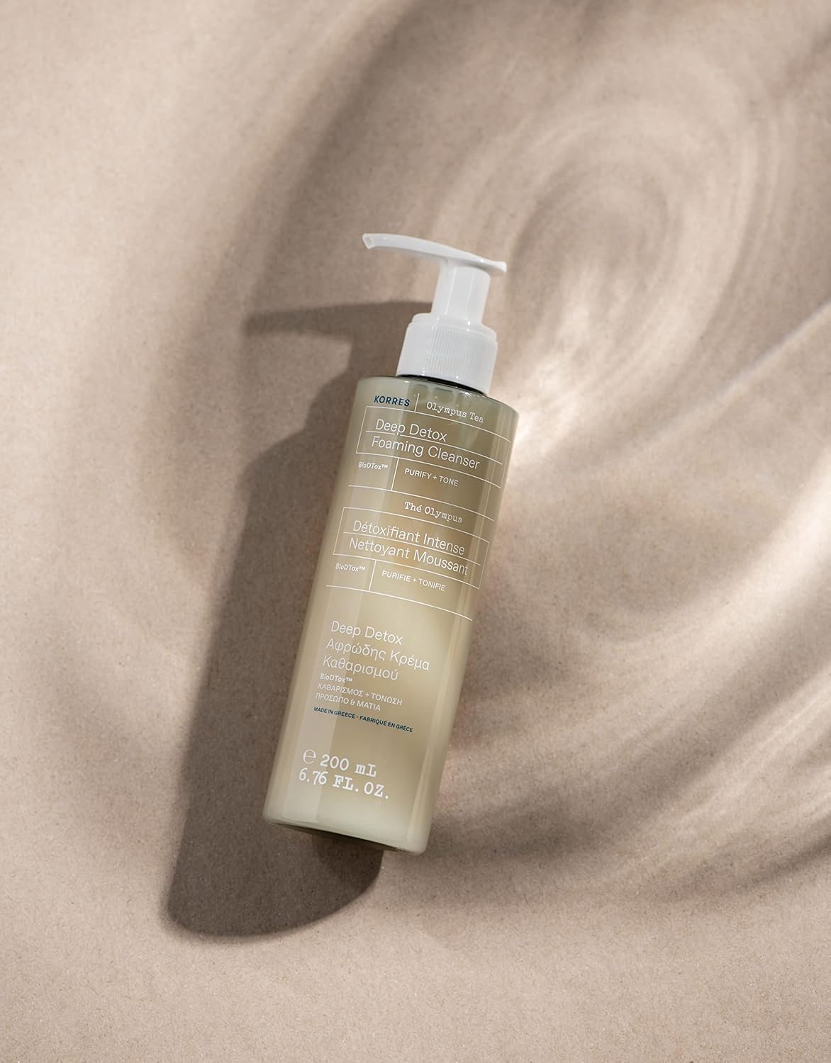 KORRES cream pump texture demonstrating rich cream-to-foam transformation