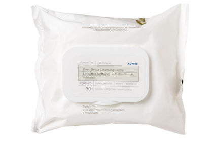 KORRES front packaging of 30-count wipes showing clean, travel-ready design and convenience