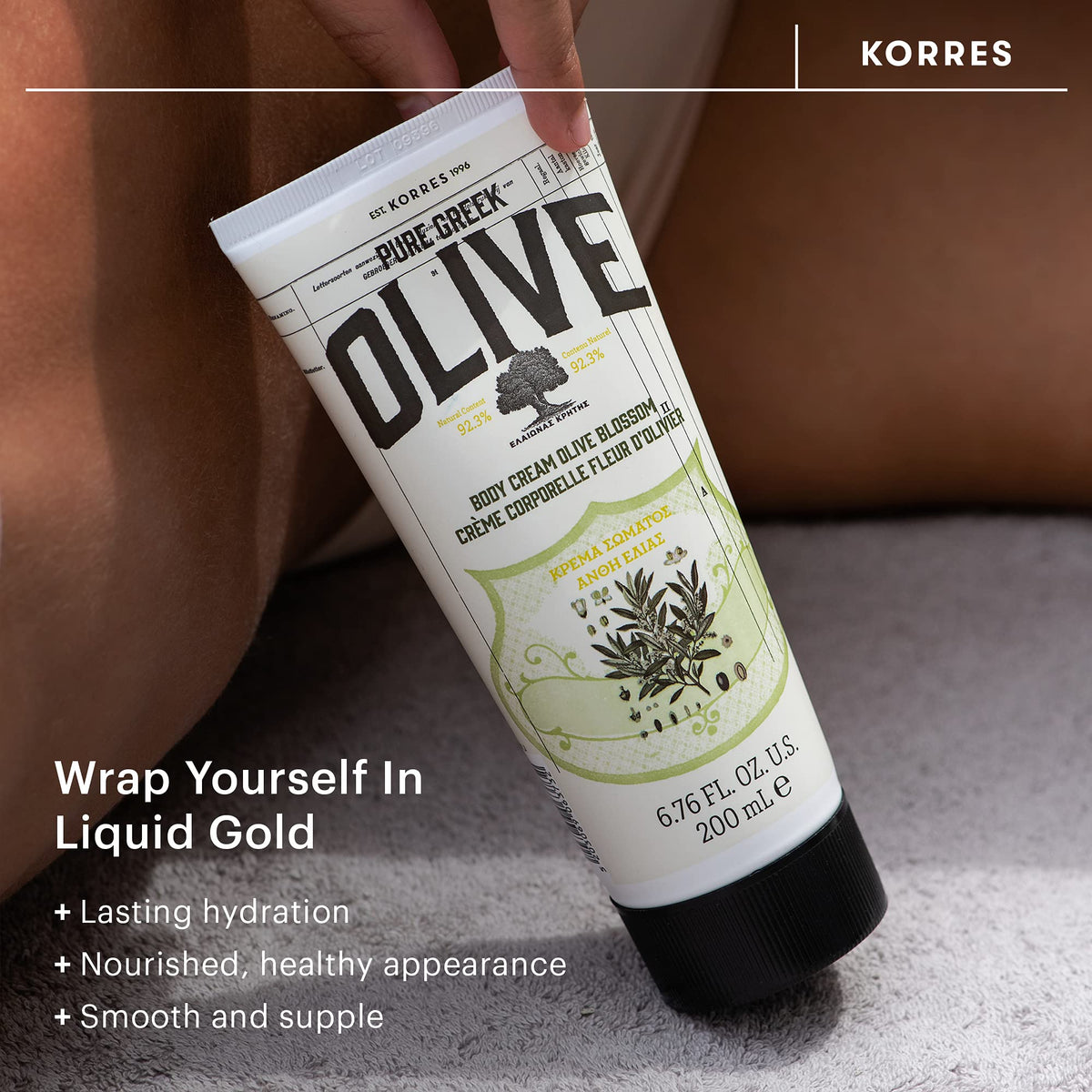 KORRES close-up of cream texture highlighting fast absorption and hydration