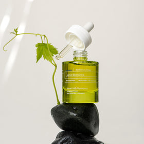 KORRES recyclable packaging label close-up, emphasizing eco-friendly packaging benefit
