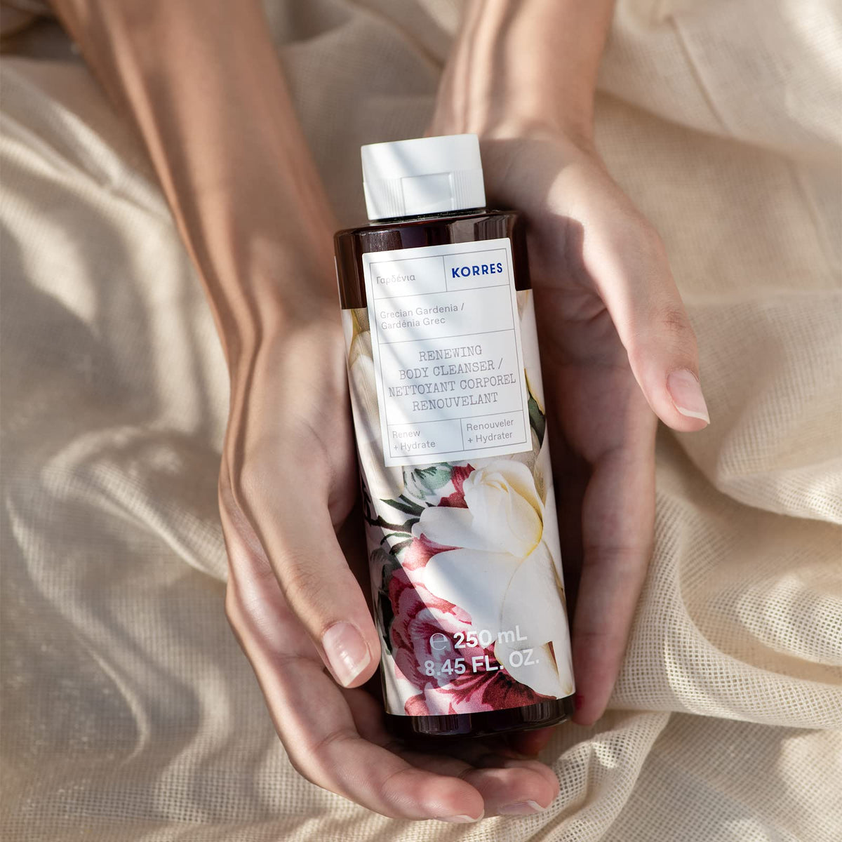 KORRES close-up of gel-to-foam texture illustrating rich lather and gentle cleansing benefit