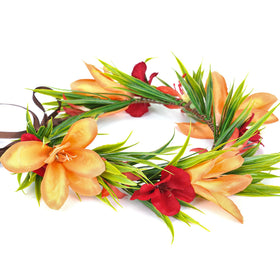 KorViSHOW flower crown front view showing colorful blooms and island style