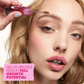 Kosas application on model brows demonstrating natural volume and feathered finish benefit