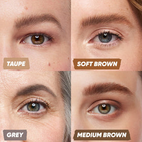 Kosas Air Brow before and after eyebrows illustrating fuller, defined brows