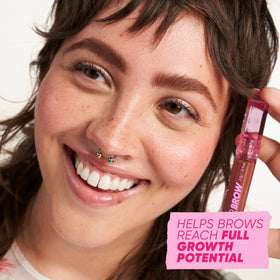 Kosas Air Brow applied on brow hairs close-up for lifted natural-looking fullness