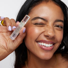 Kosas Air Brow on model showing natural-looking fluffy brows and flexible hold