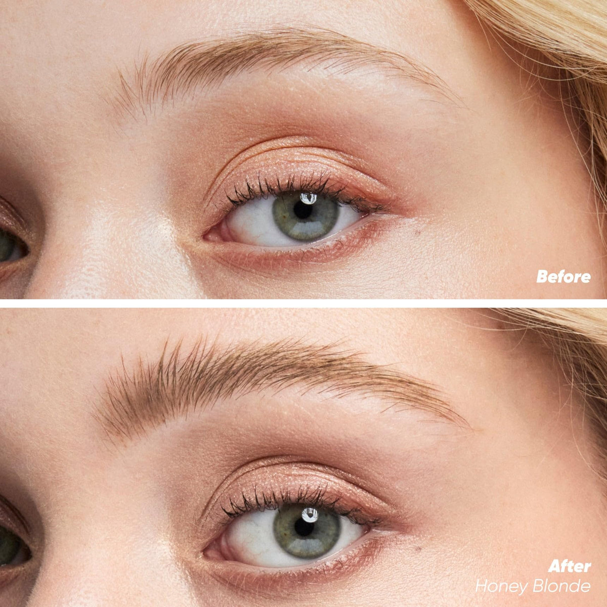 Kosas precision spoolie wand close-up coating hairs evenly for defined brows benefit