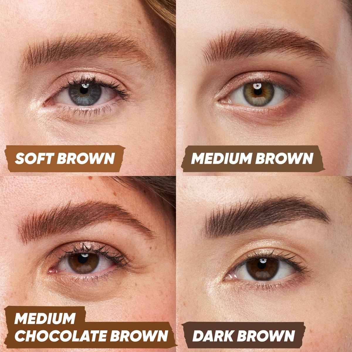Kosas Air Brow swatches on arm Medium Chocolate Brown showing true-to-tone color payoff