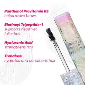 Kosas Air Brow label detail highlighting ingredients like castor oil and panthenol