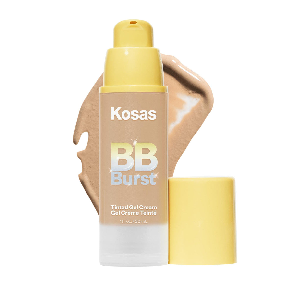 Kosas BB Burst front packaging showing shade Medium Tan Warm 25 and benefit of natural coverage