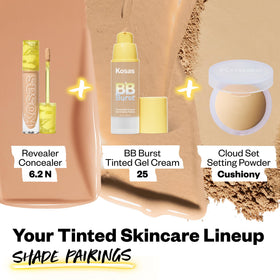 Kosas BB Burst on bathroom counter in lifestyle setting signaling easy everyday routine