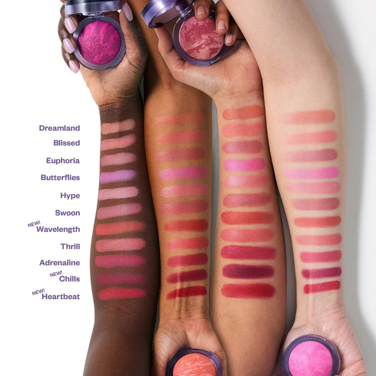 Kosas arm swatch of Cool Baby Pink showing true-to-tone payoff